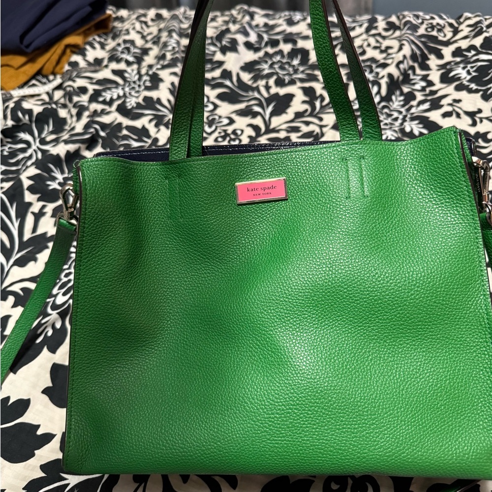 Kate Spade Vibrant Green Pebble Leather Tote
